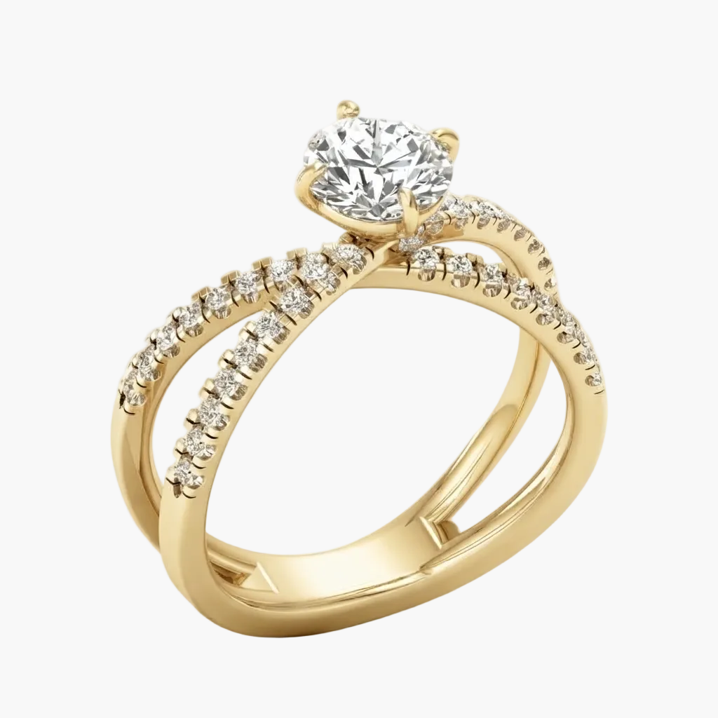 Modern Crossover Band Featuring a Brilliant Diamond Ring