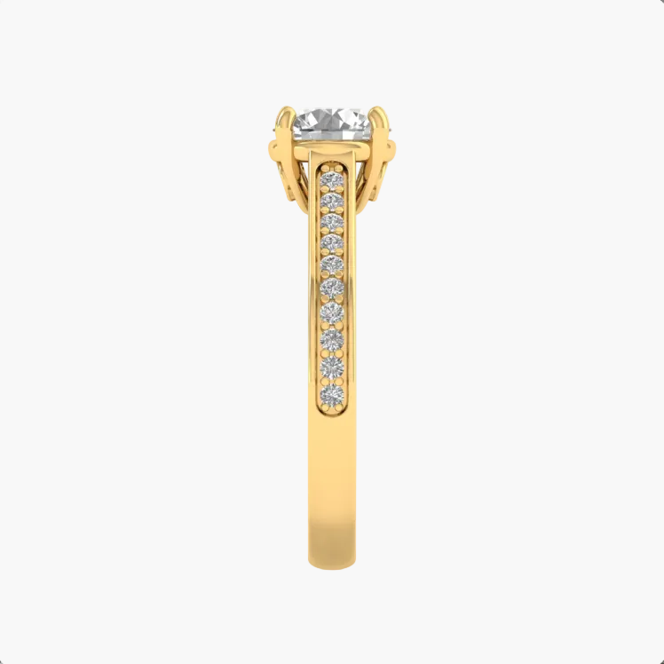 Gold ring with a diamond on a white background