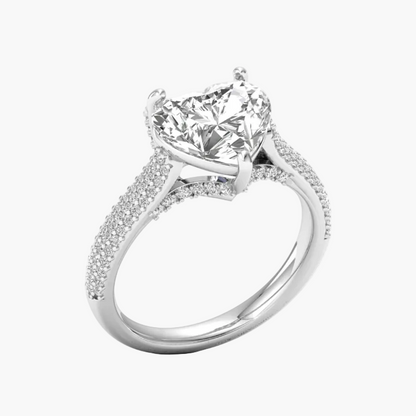 Diamond ring with a clear gemstone on a white background