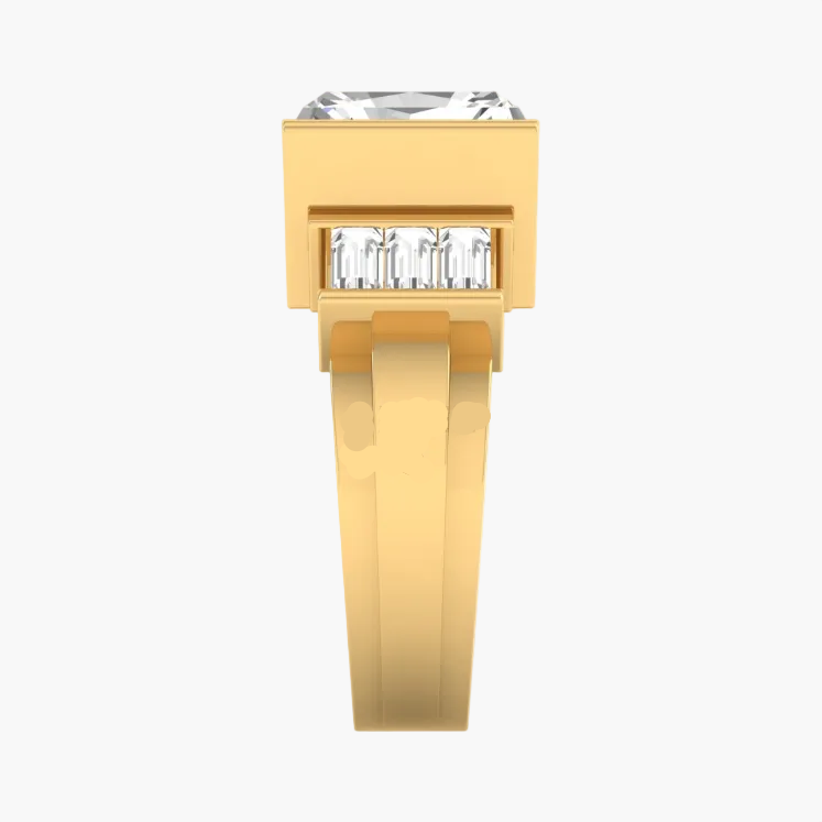Gold ring with gemstones on a white background, featuring the brand 'Green Lab'.