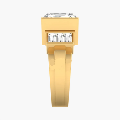 Gold ring with gemstones on a white background, featuring the brand 'Green Lab'.