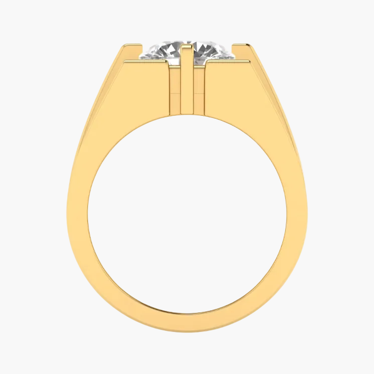 Gold ring with a diamond on a white background, branded 'Green Lab'.