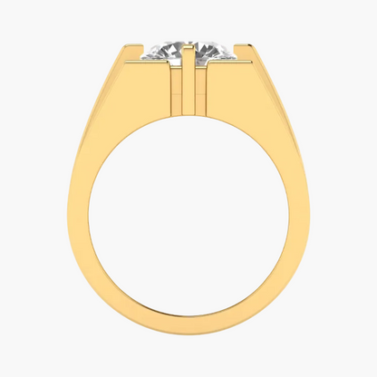 Gold ring with a diamond on a white background, branded 'Green Lab'.