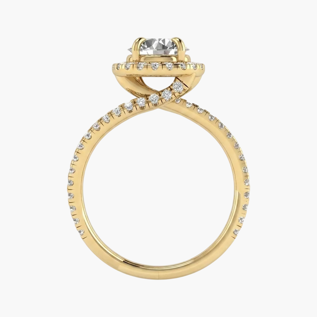 Gold ring with a diamond on a white background