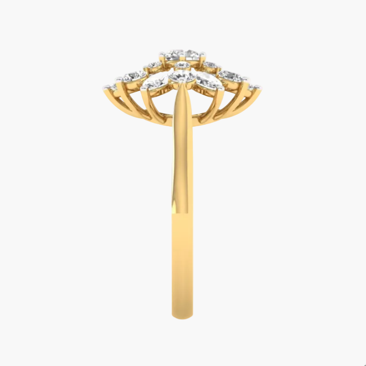 Gold hairbrush with decorative top on a white background