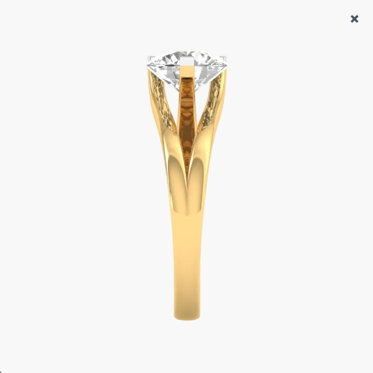 Gold ring with a diamond on a white background