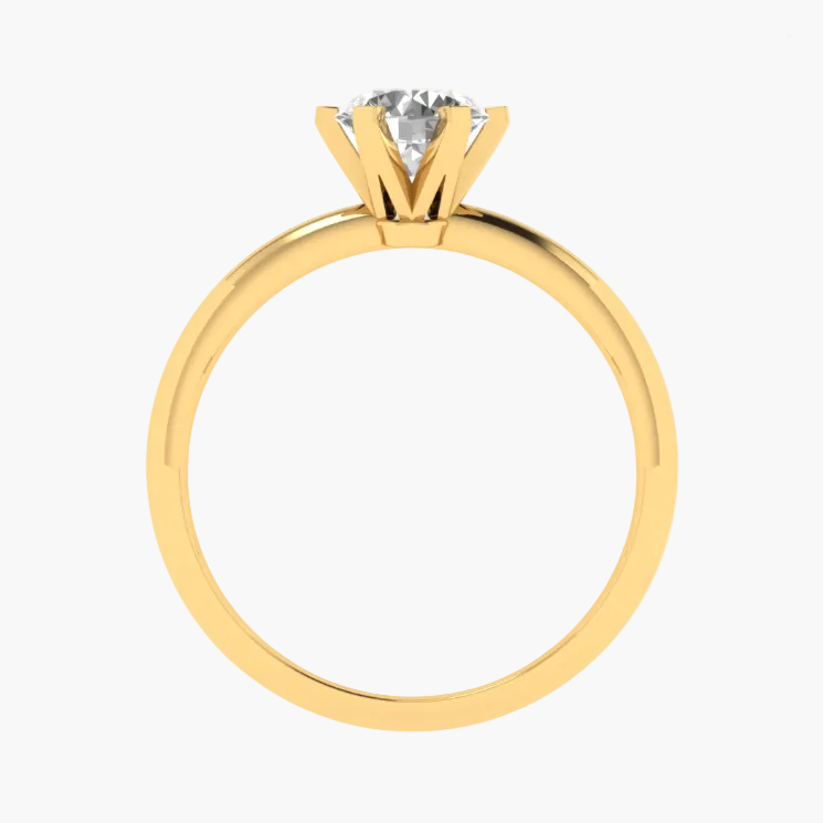 Gold ring with a diamond on a white background
