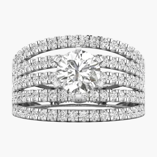 Diamond wedding ring set on a white background