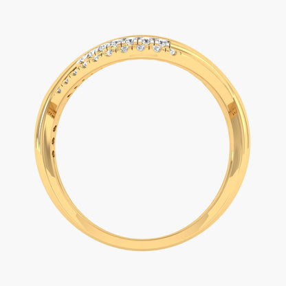 Gold ring with small diamonds on a white background