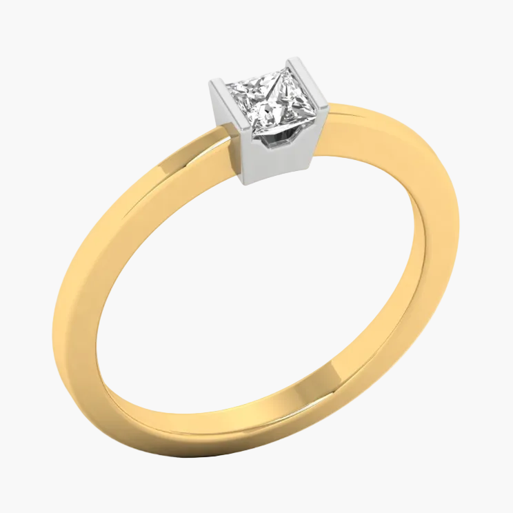 Gold ring with a diamond on a white background, branded 'Green Lab'.