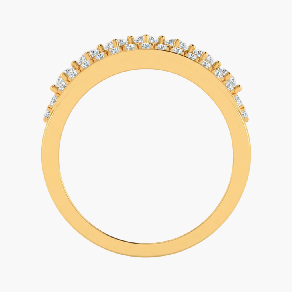 Gold ring with small diamonds on a white background
