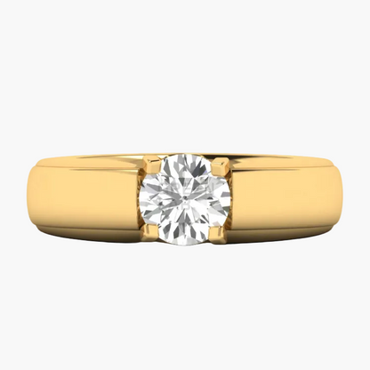Modern Heavy Band Round Diamond Ring