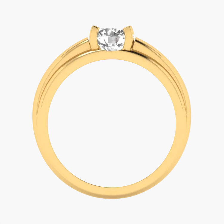 Modern Heavy Band Round Diamond Ring