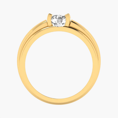 Modern Heavy Band Round Diamond Ring