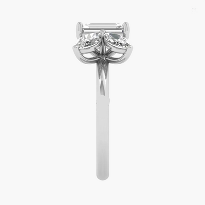 Silver hair clip with decorative elements on a white background