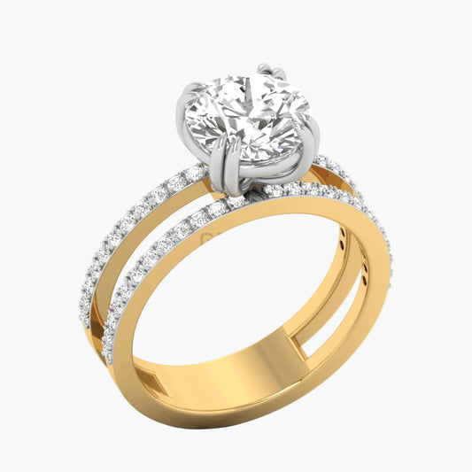 Gold and silver diamond ring on a white background with 'Green Lab' branding.