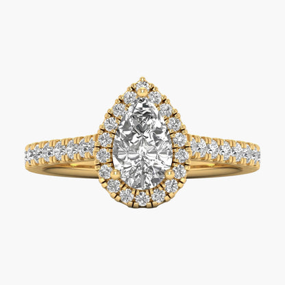 Pear Cut Halo Diamond Ring