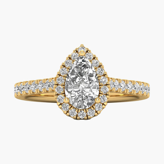 Pear Cut Halo Diamond Ring