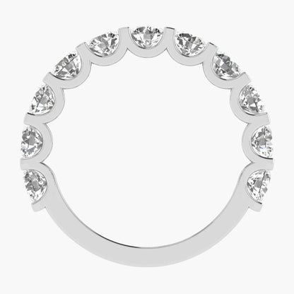 Silver ring with clear gemstones on a white background, branded 'Green Lab'.