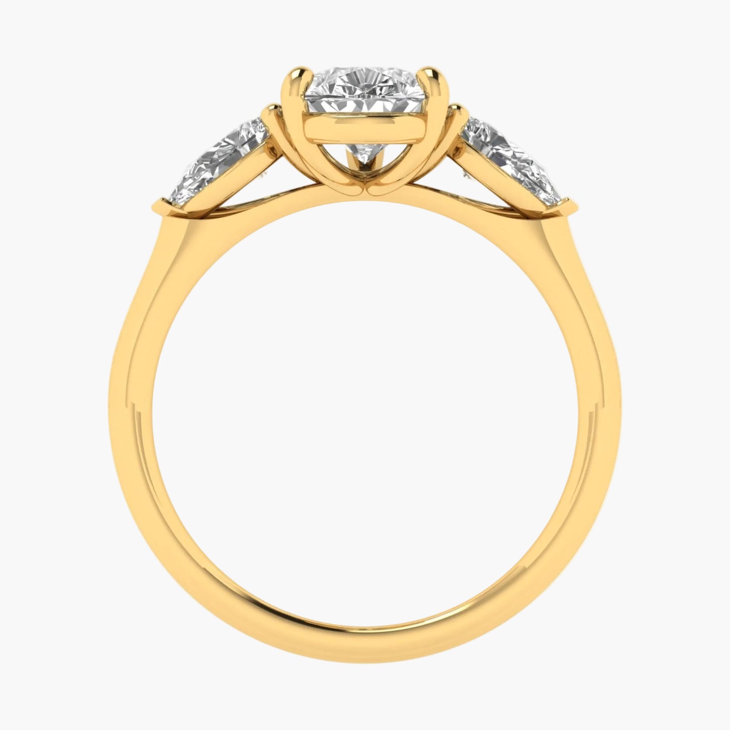 Gold ring with a diamond on a white background