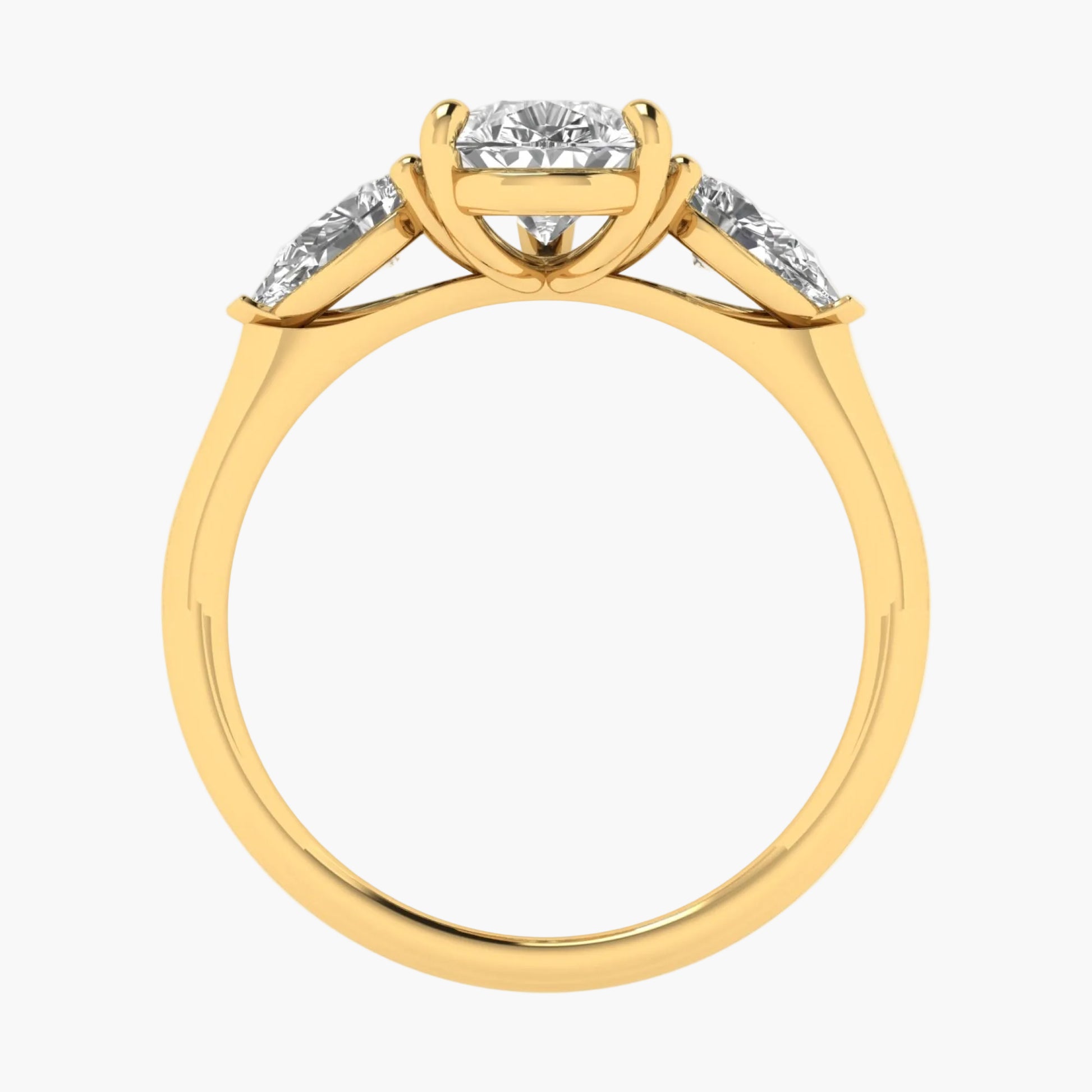 Gold ring with a diamond on a white background