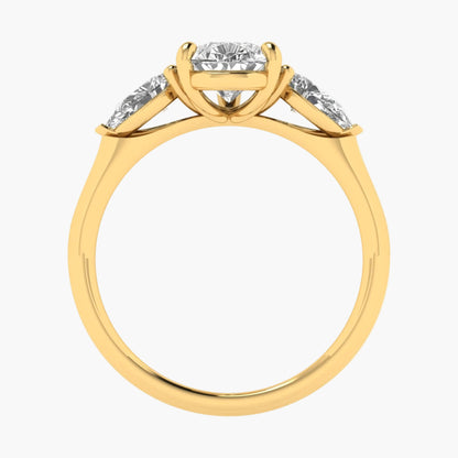 Gold ring with a diamond on a white background