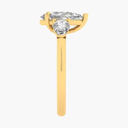 Gold ring with a diamond on a white background