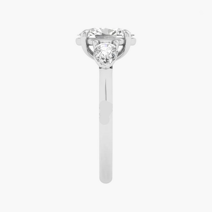 Heart-shaped diamond ring on a dark background