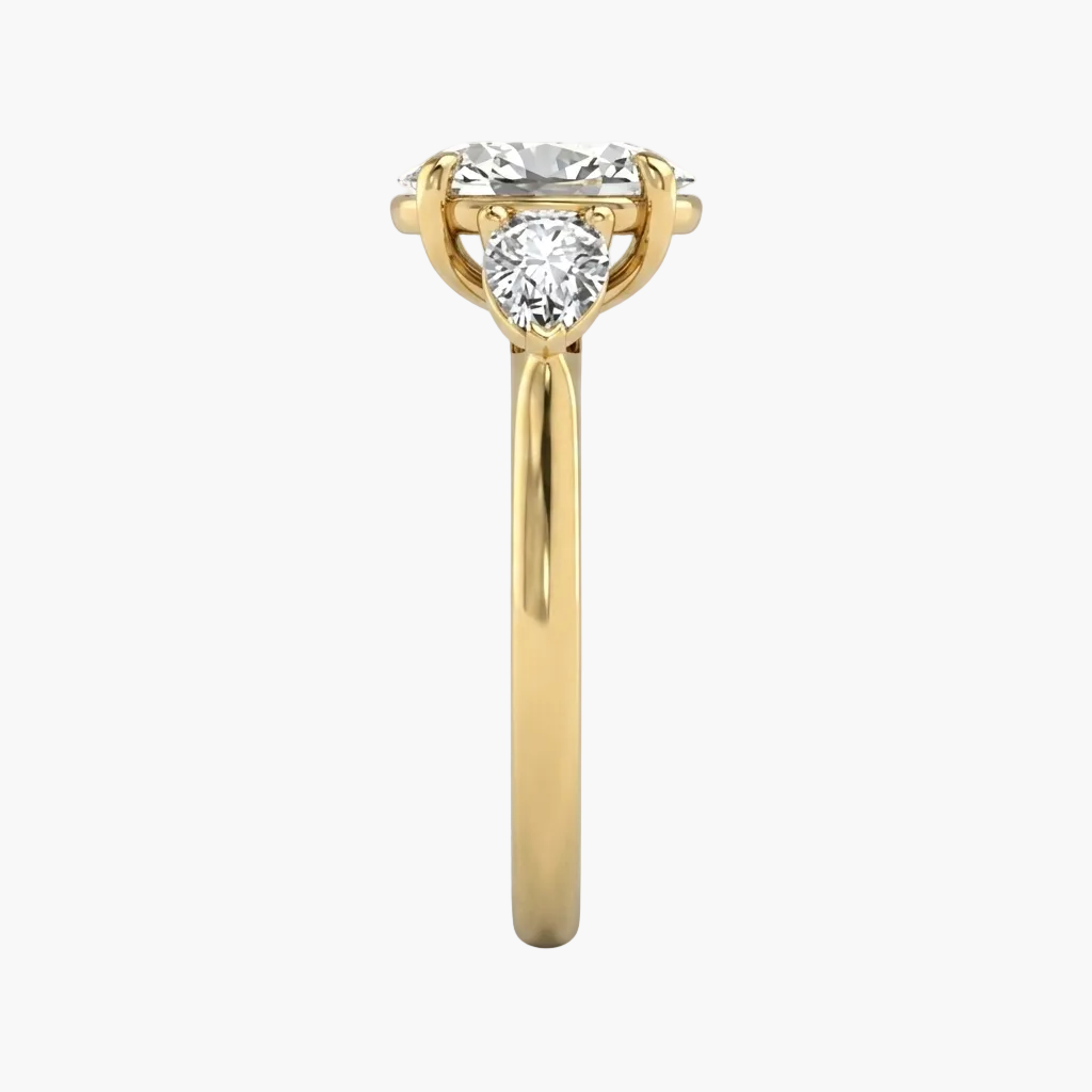 Gold ring with a diamond on a white background
