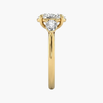Gold ring with a diamond on a white background