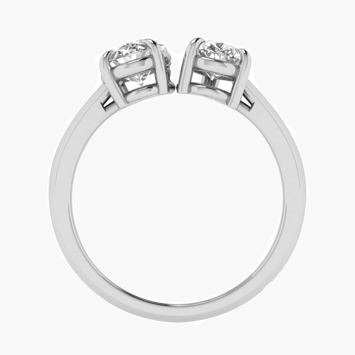 Silver ring with two diamond-like stones on a white background, featuring the brand 'Green Lab'.