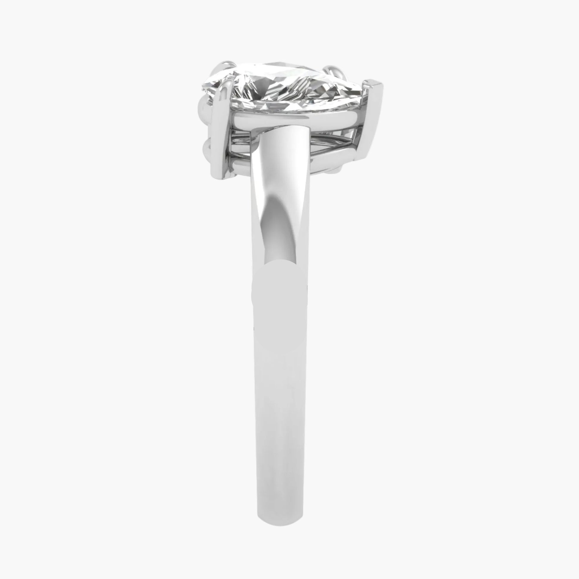 Silver ring with a diamond on a white background