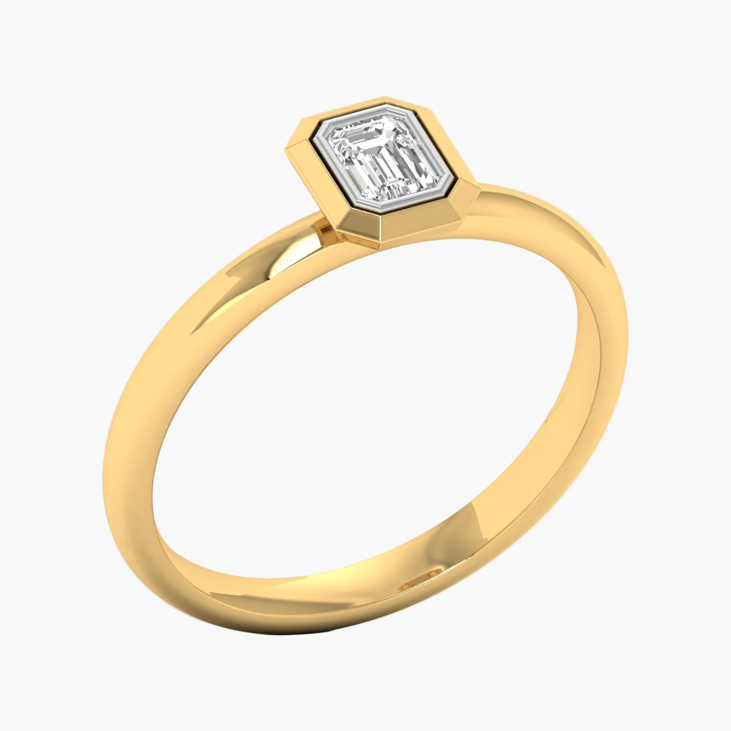 Gold ring with a diamond on a white background, branded 'Green Lab'.