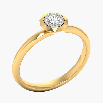 Gold ring with a diamond on a white background, branded 'Green Lab'.