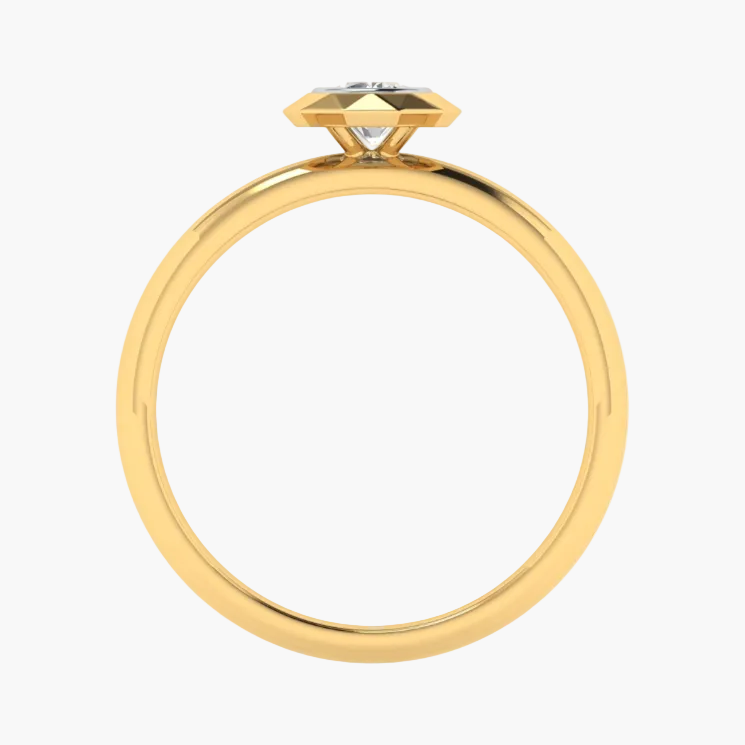 Gold ring with a diamond on a white background, featuring the brand 'Green Lab'.