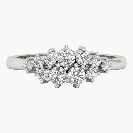Diamond ring with a floral design on a white background
