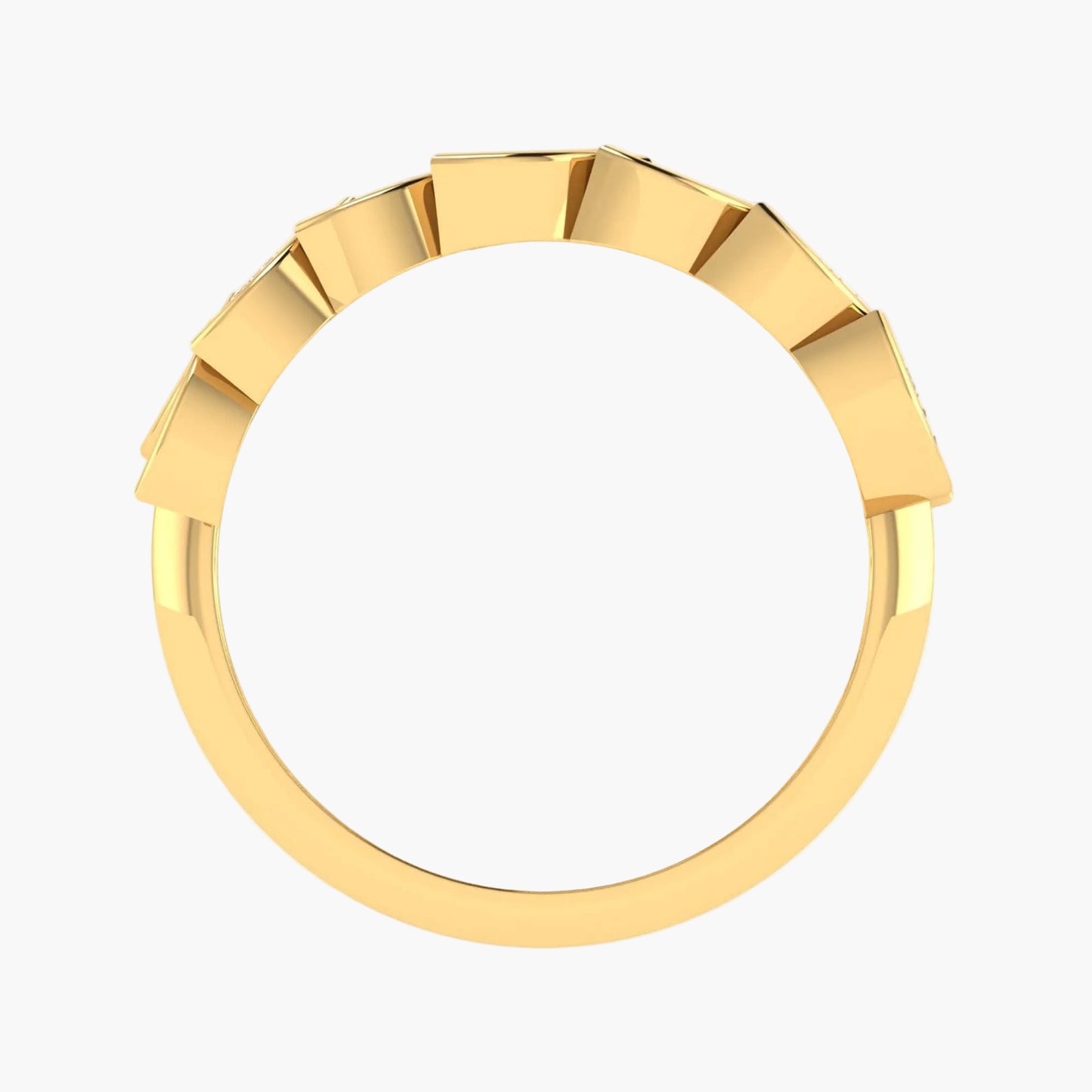 Gold ring with a geometric design on a white background, featuring the brand 'Green Lab'.