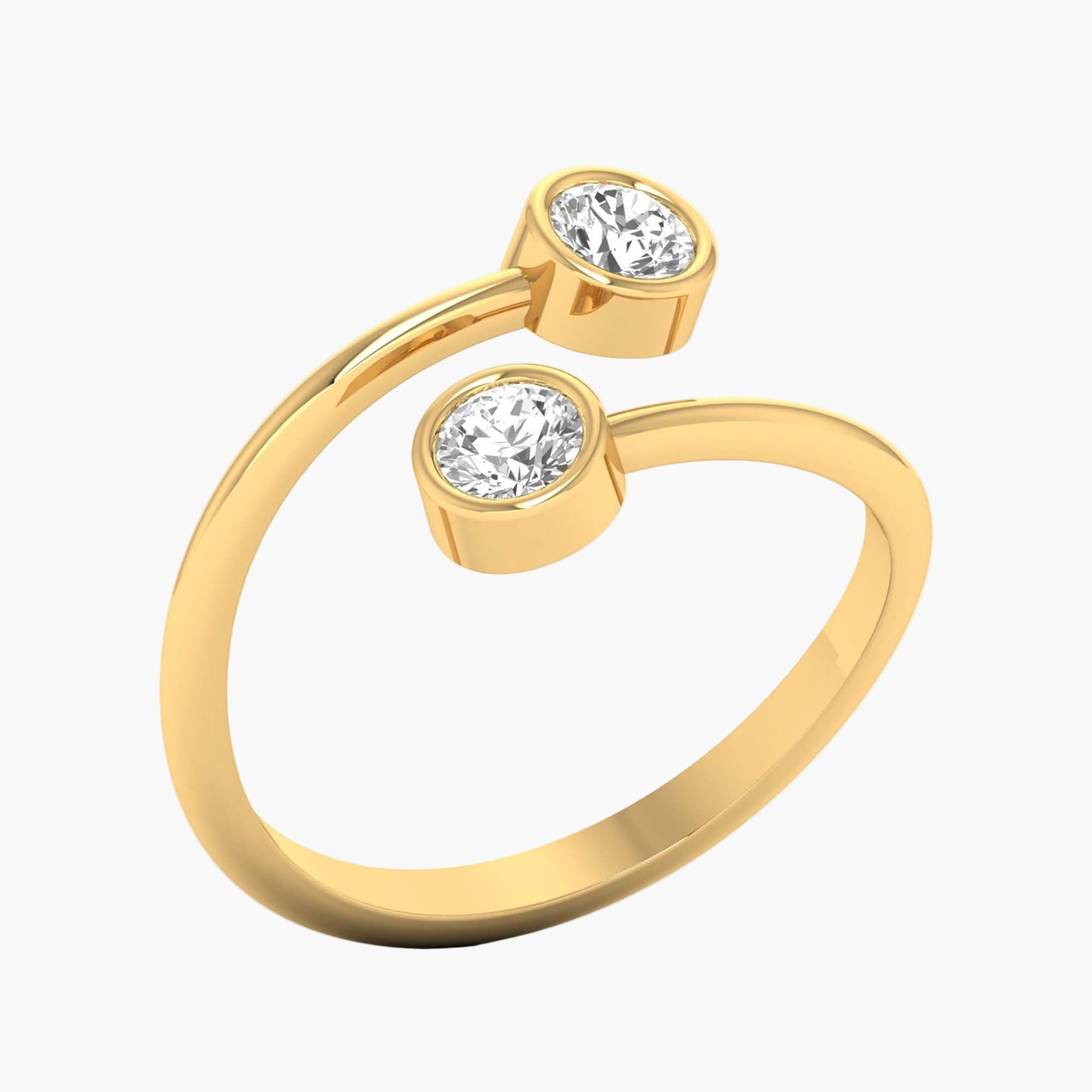 Double Stone Bezel Wrap Diamond Ring