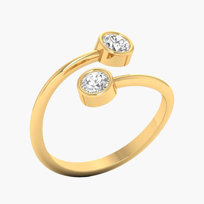 Double Stone Bezel Wrap Diamond Ring