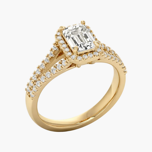 Halo Engagement Split-Shank Diamond Ring