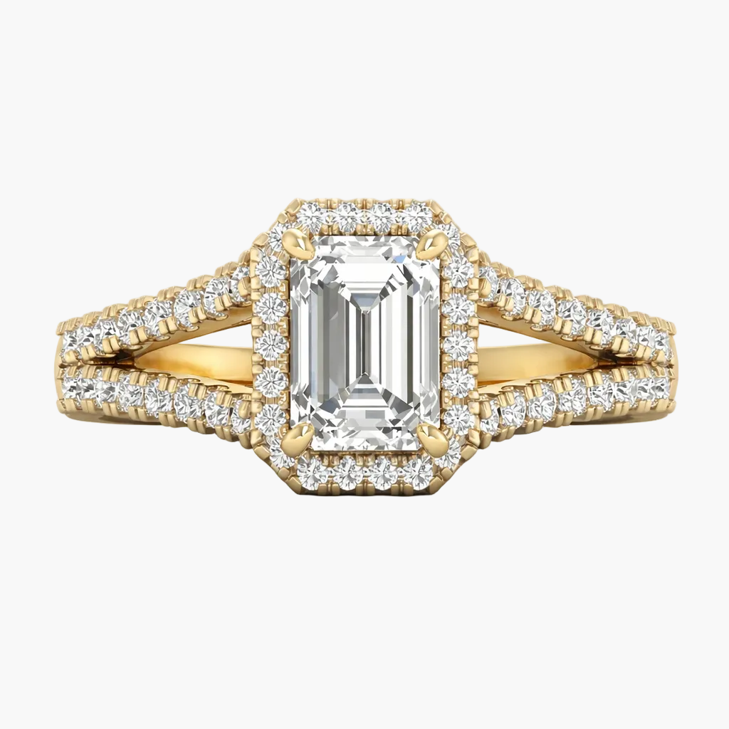 Halo Engagement Split-Shank Diamond Ring