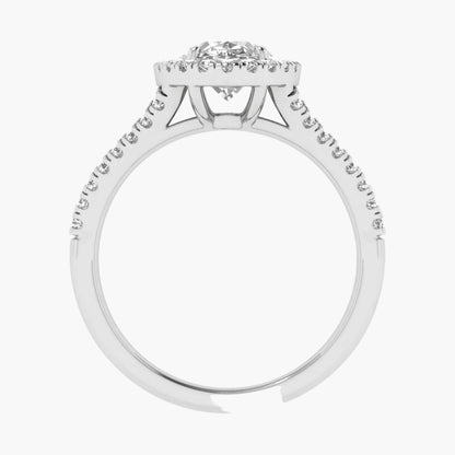 Silver ring with diamond accents on a white background