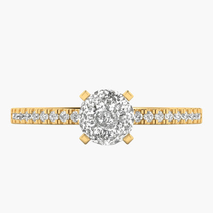 Pave-set Band Hidden Halo Diamond Ring
