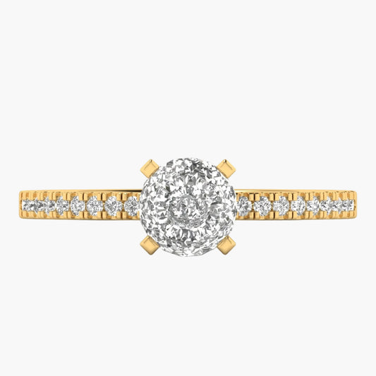 Pave-set Band Hidden Halo Diamond Ring