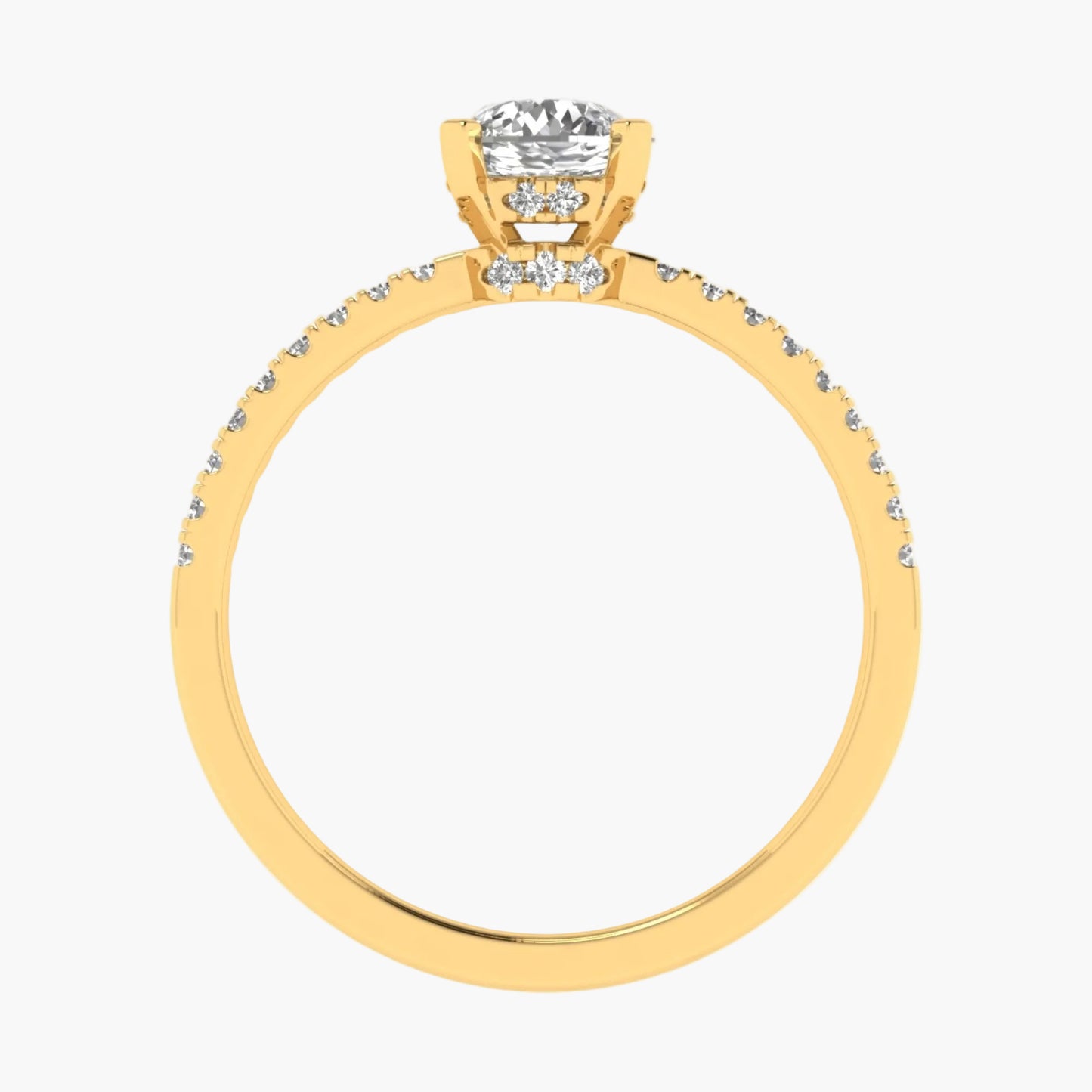 Pave-set Band Hidden Halo Diamond Ring