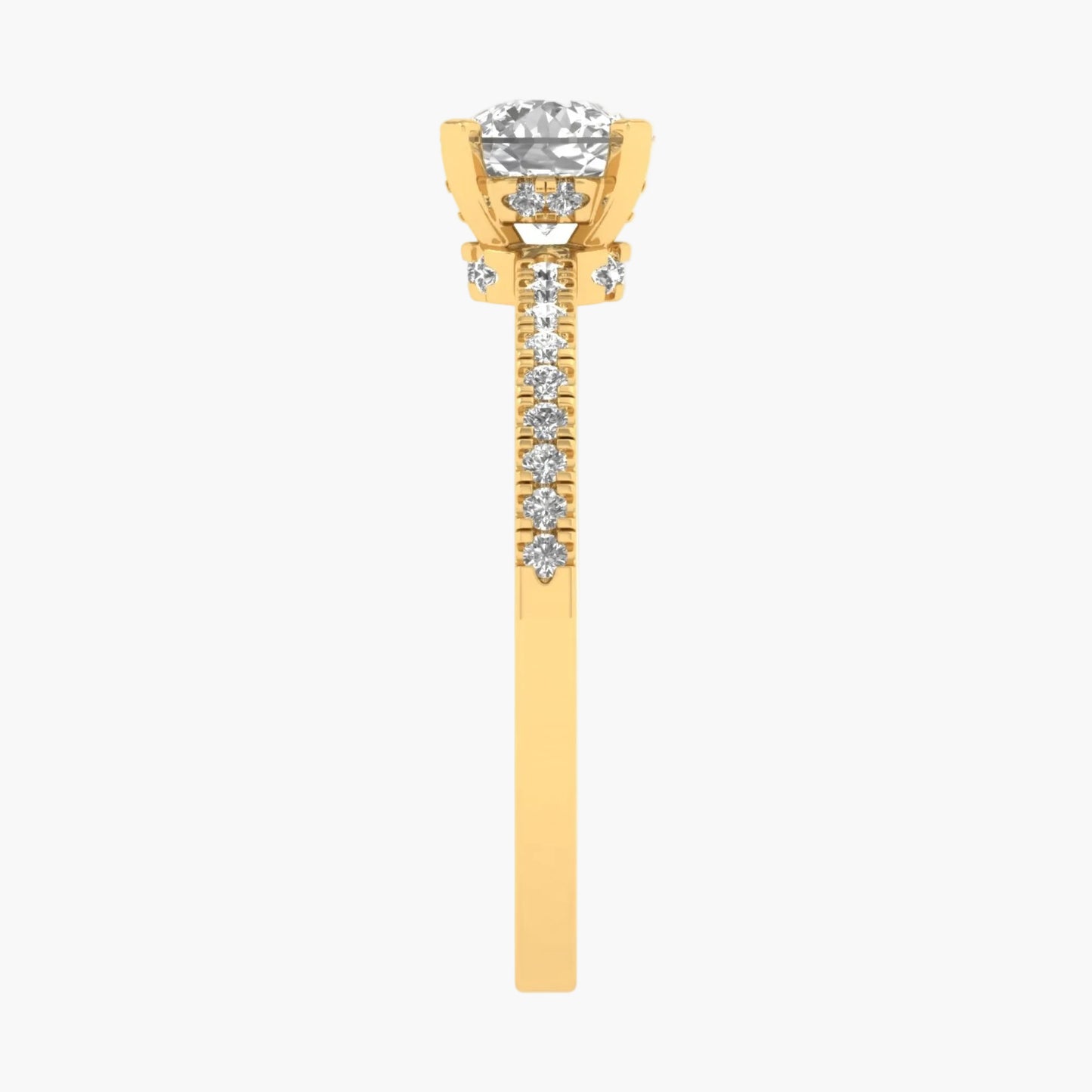 Pave-set Band Hidden Halo Diamond Ring