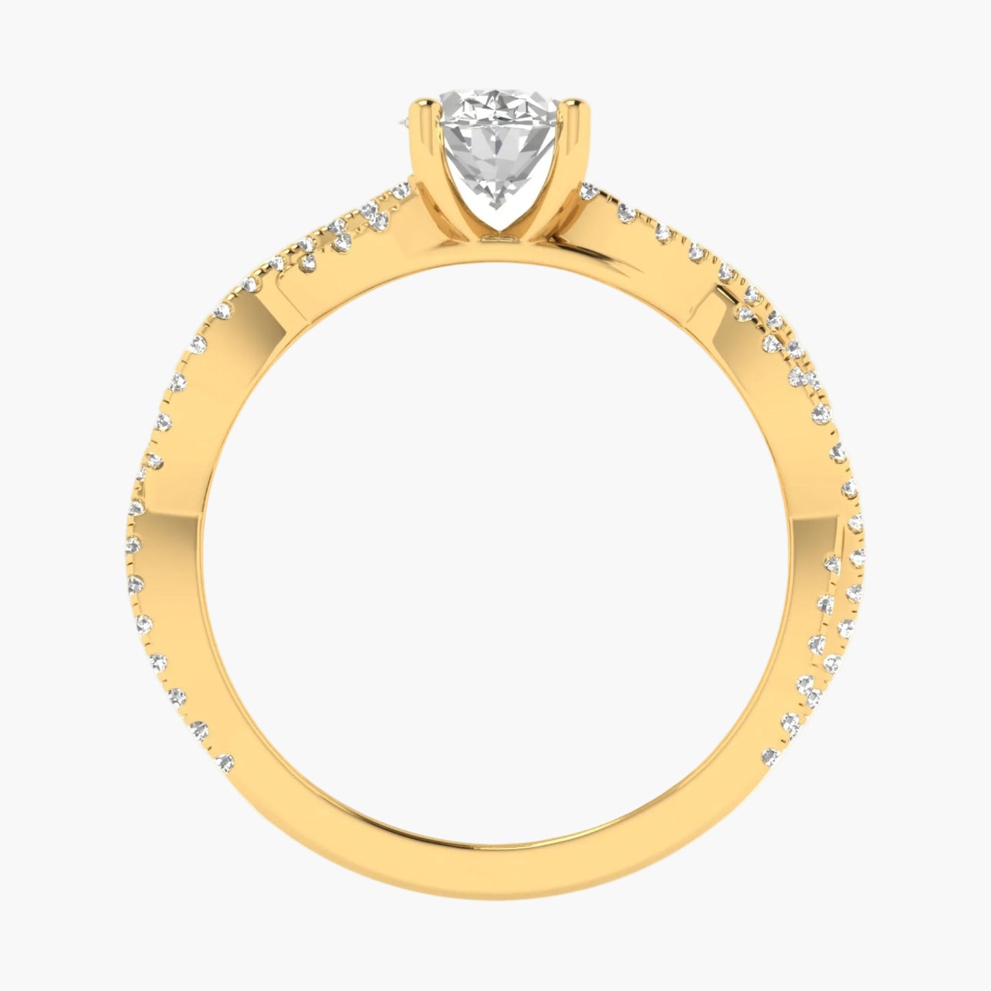 Gold ring with a diamond on a white background