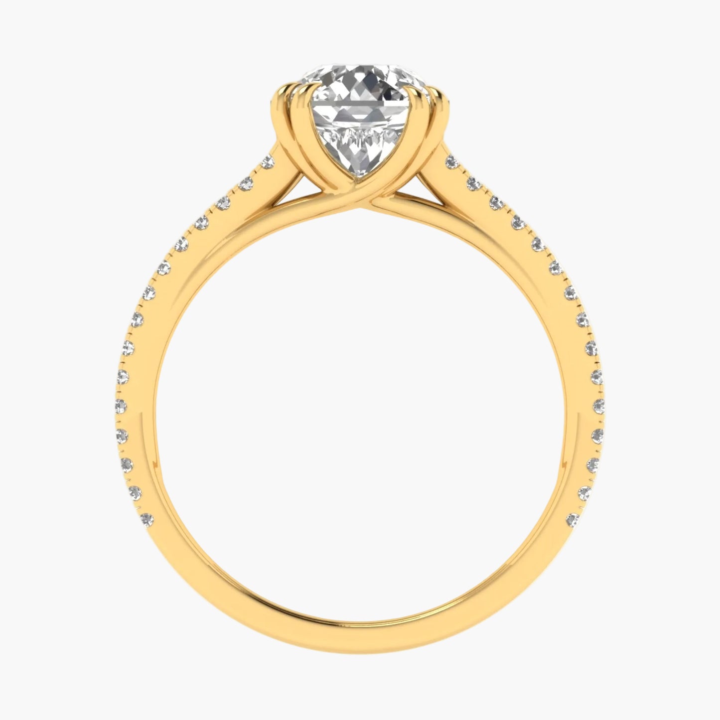 Gold ring with a heart-shaped diamond on a white background
