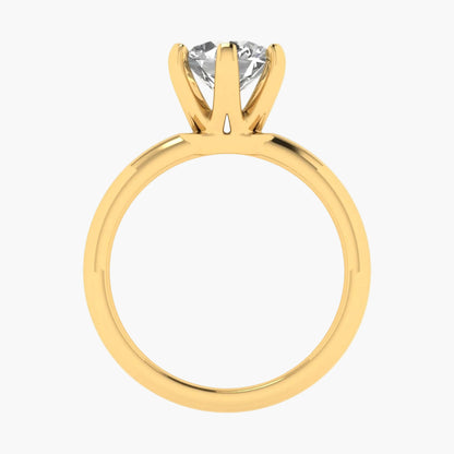 Gold ring with a diamond on a white background, featuring 'Green Lab' branding.