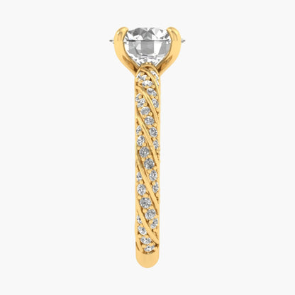 Gold earring with a clear gemstone on a white background